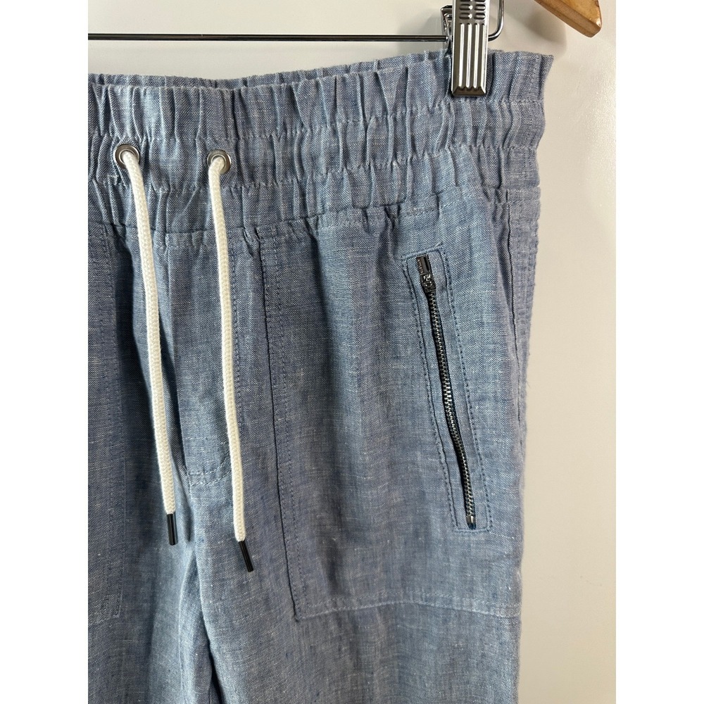 Athleta CABO Linen Jogger Pants Chambray Blue Resort Beach Zip Pockets Size 0 - Picture 5 of 14